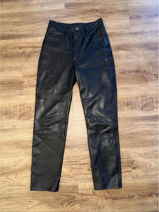 Y2K Vintage VS2Vakko 100%Leather Pants Black High Rise Biker Women's Size 4